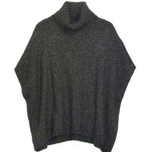 LOFT Green Shimmer Poncho Sweater